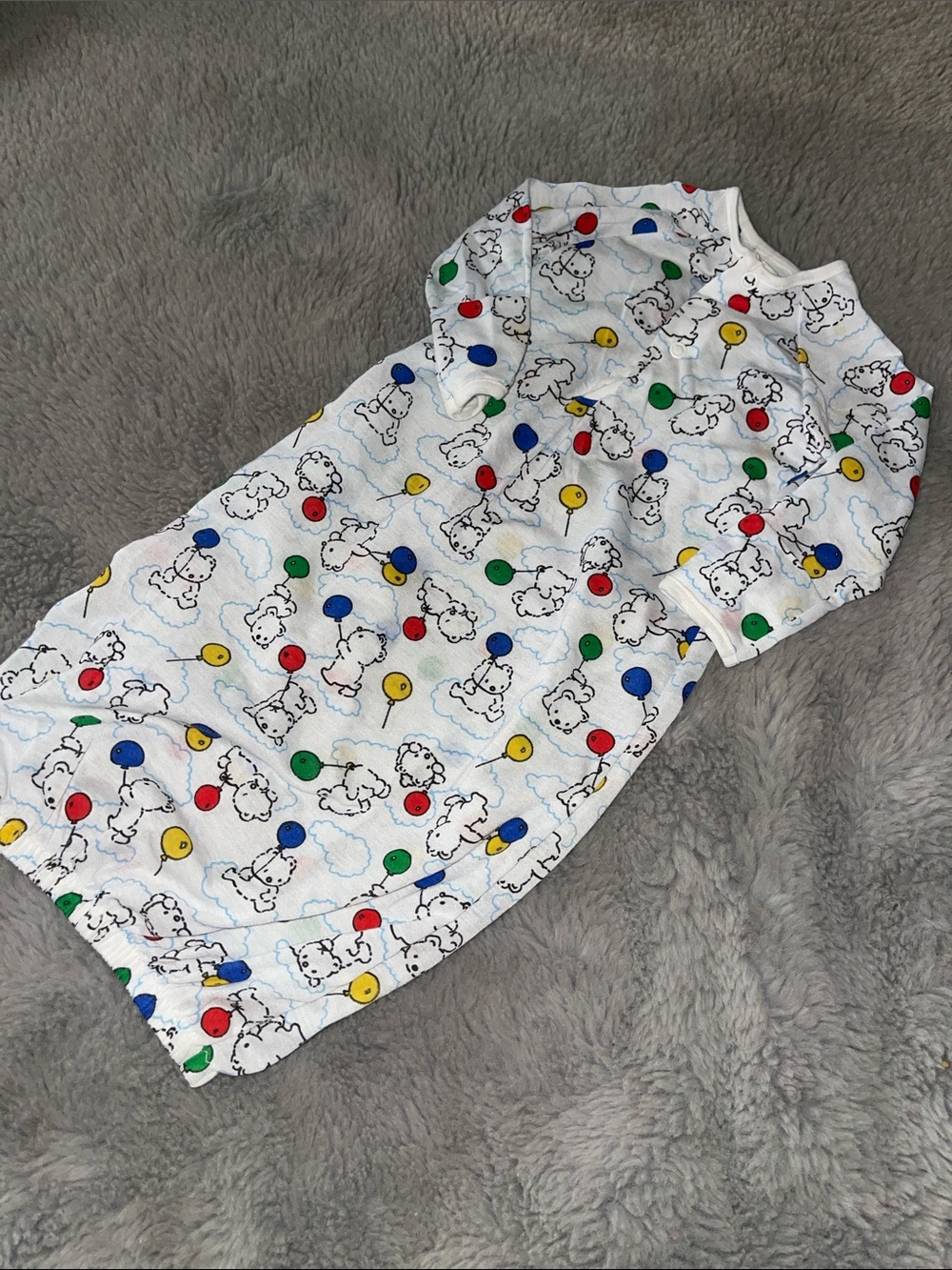 Vintage Carter's Teddy Bear Circus Sleeper Gown Layette Balloons Newborn